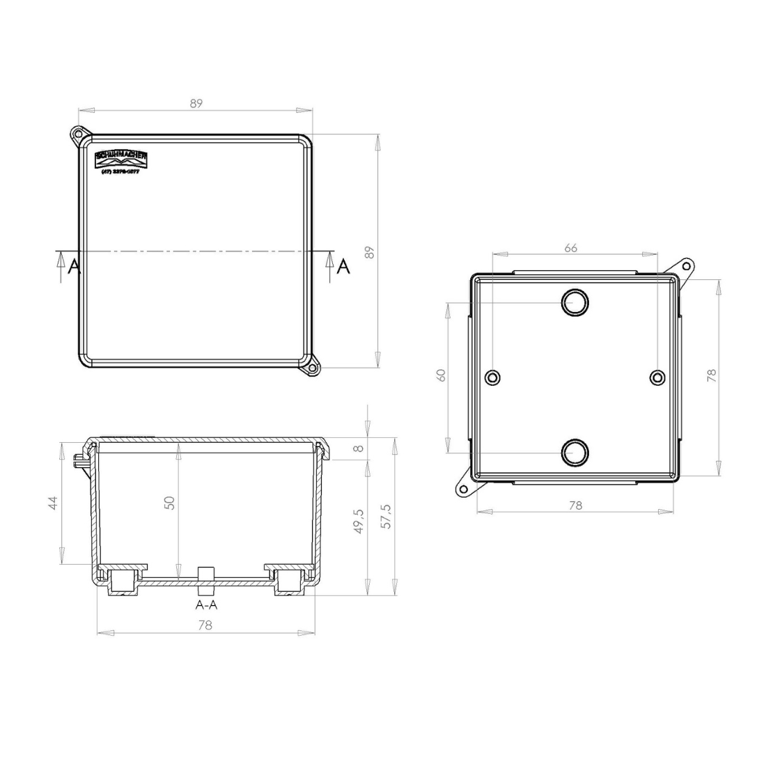 チャミラス Caixa Plástica Pressão 80x80x52MM Preta IP66 - Schuhmacher