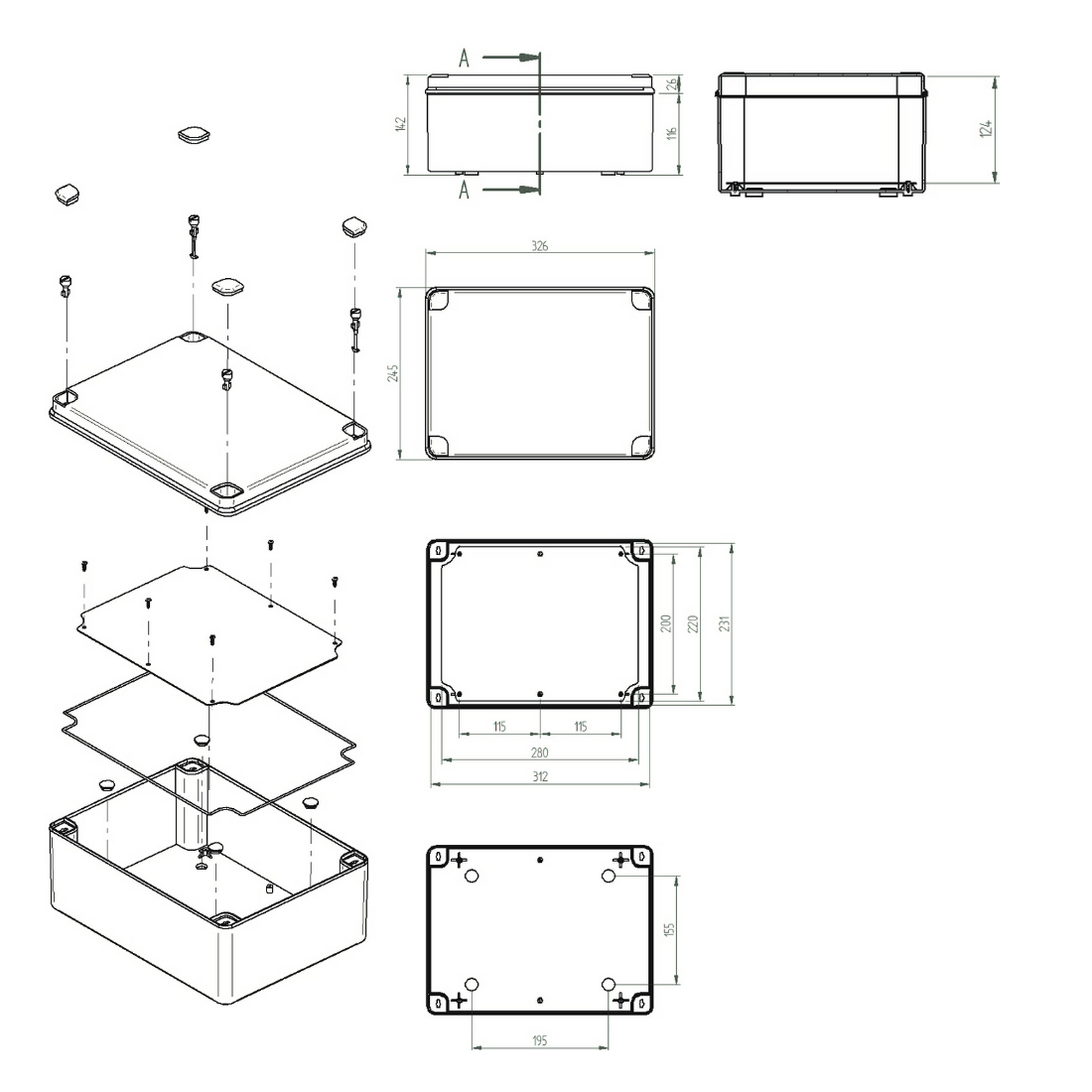 Caixa Multiplast 310x230x130MM Cinza SC IP66 - Schuhmacher