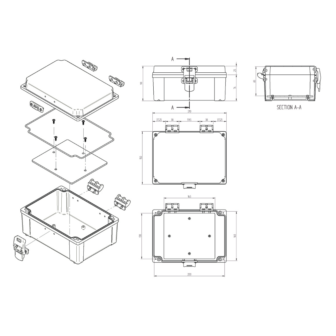 Quadro Plástico 200x140x90MM Cinza DF IP65 - Schuhmacher Materiais