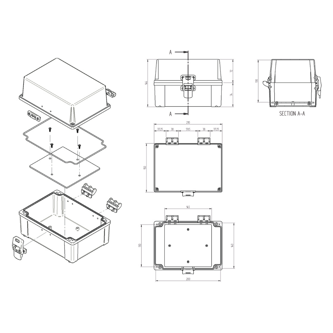 Quadro Plástico 200x140x140MM Cinza DF IP65 - Schuhmacher Quadro Plástico 200x140x140MM Cinza DF IP65 - Schuhmacher