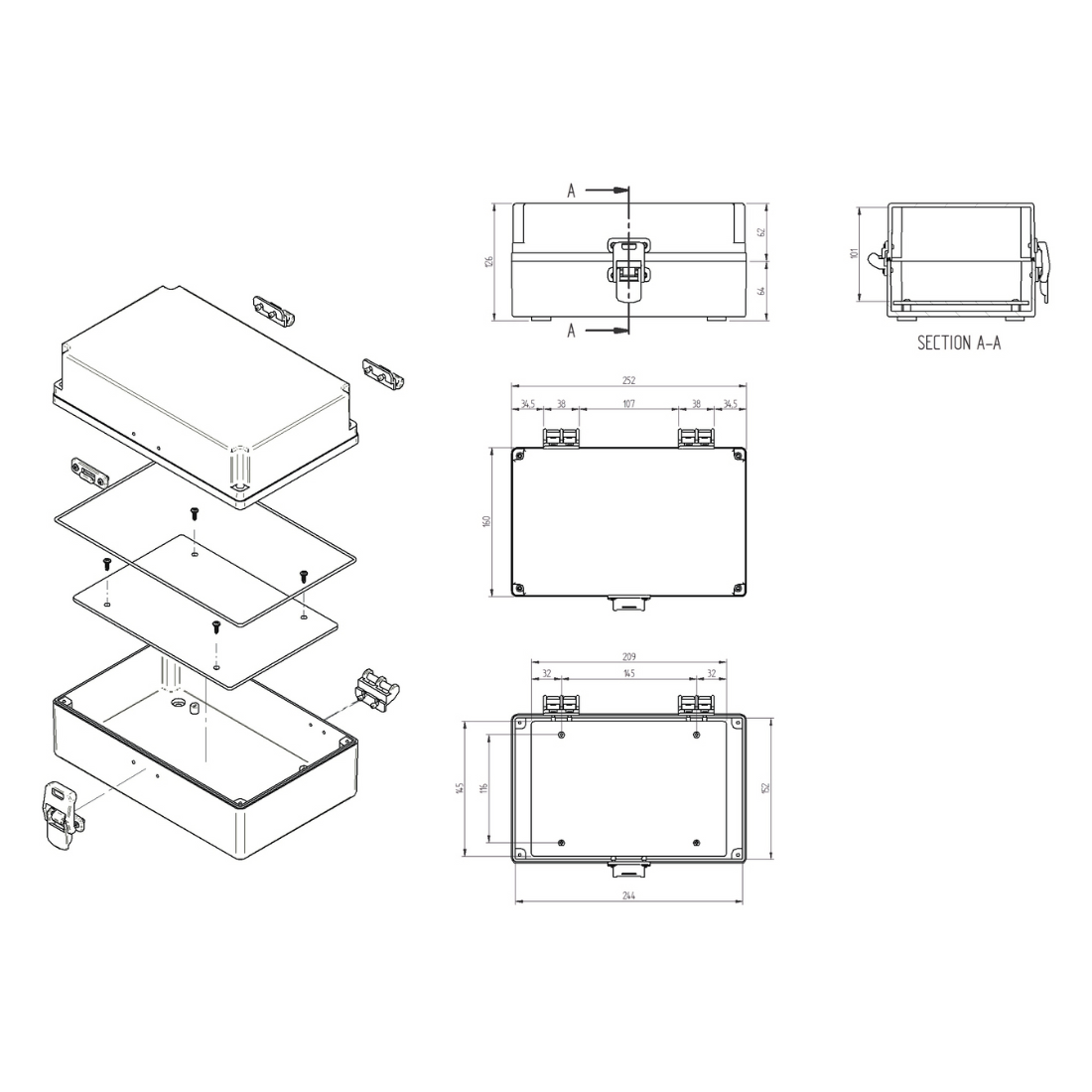 Quadro Plástico 250x160x120MM Cinza/TR DF IP54 - Schuhmacher