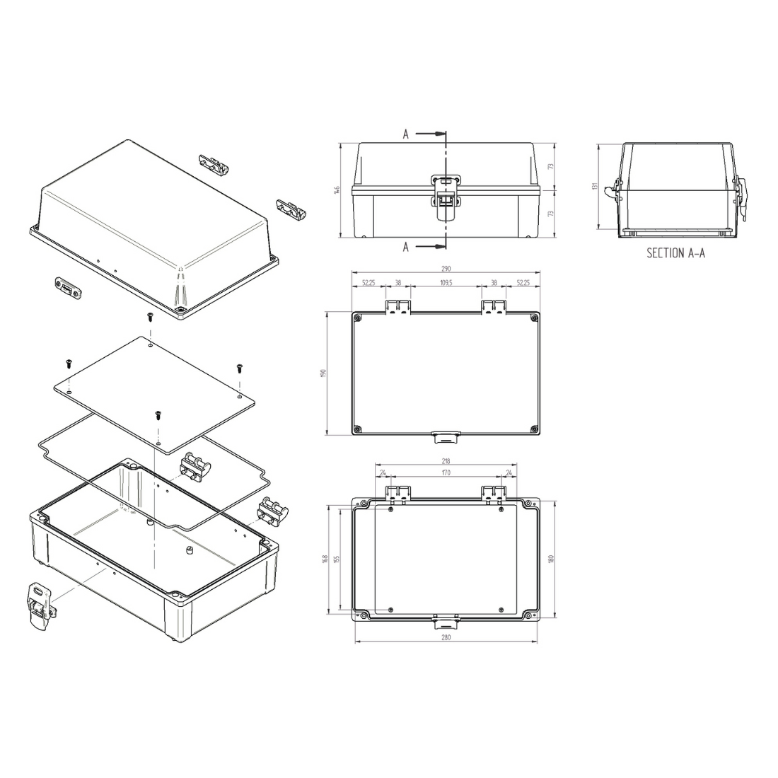 Quadro Plástico 280x180x140MM Cinza DF/SC IP65 - Schuhmacher