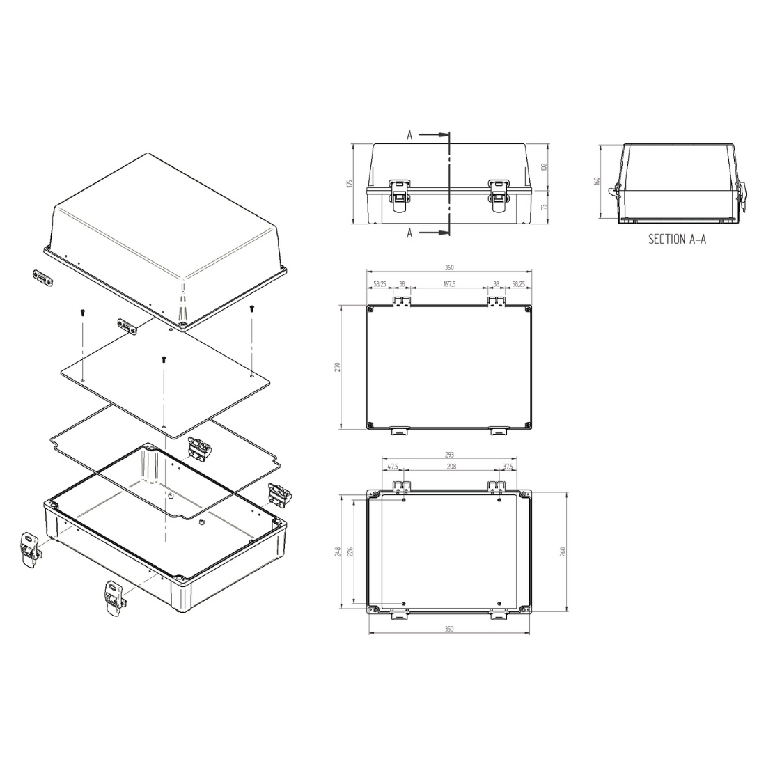 Quadro Plástico 350x260x170MM Cinza DF/SC IP65 - Schuhmacher