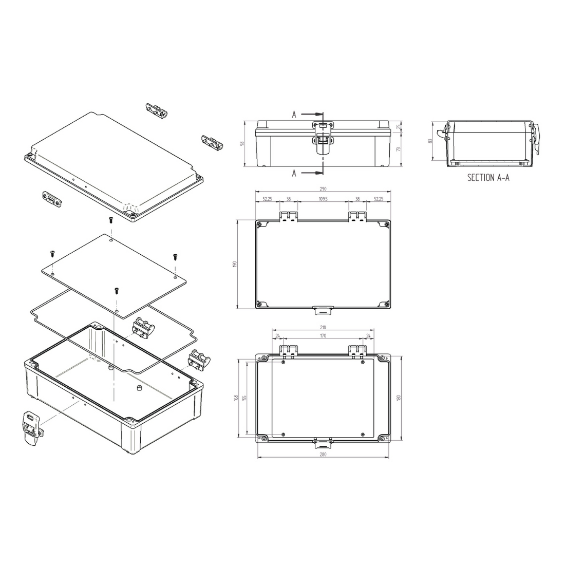 t.a.b.o.o_sho.ページ Quadro Plástico 280x180x90MM Preto DF IP65 - Schuhmacher Materiais